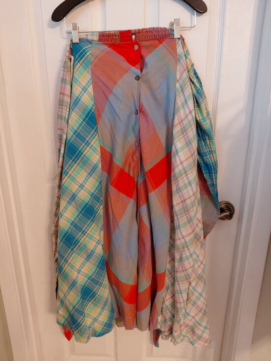 Free People Walking into Summer Midi Dress Plaid Buttons Cotton Large - Picture 2 of 7